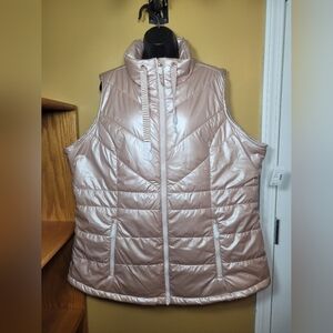 NWT Maurices Metallic Rose Gold Pink Puffer Vest sz 2